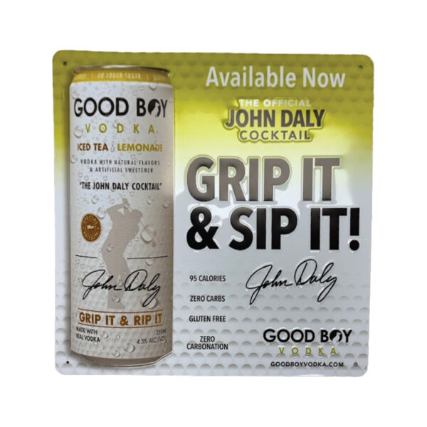 Good Boy Vodka x John Daly Square Tin Tacker Sign Thumbnail